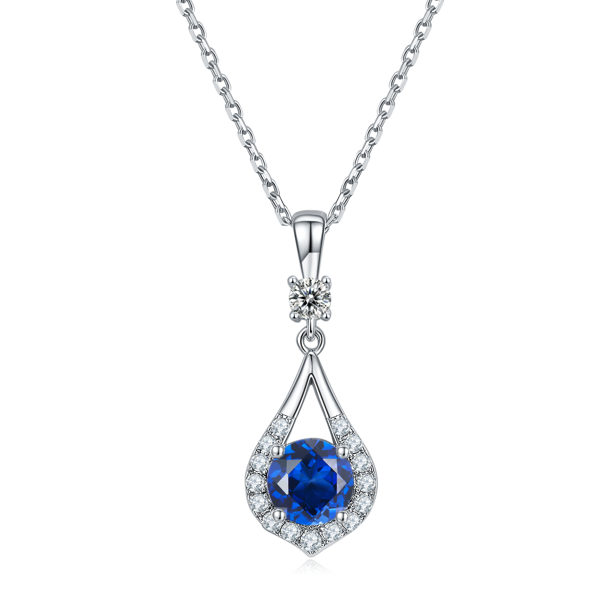S925 Sterling Silver Teardrop Halo Necklace, 1ct D-VVS1 Moissanite & Lab-Grown Gems, Platinum Plated 1.7g With GRA Certificate Gift Box