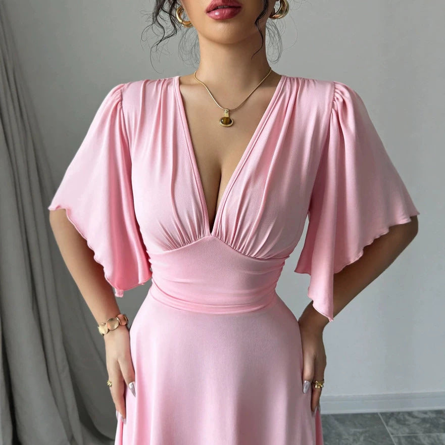 Womens Summer Casual Waist-Cinching Dress