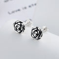 S925 Sterling Silver Vintage-Style Antique-Rose Flower Stud Earrings
