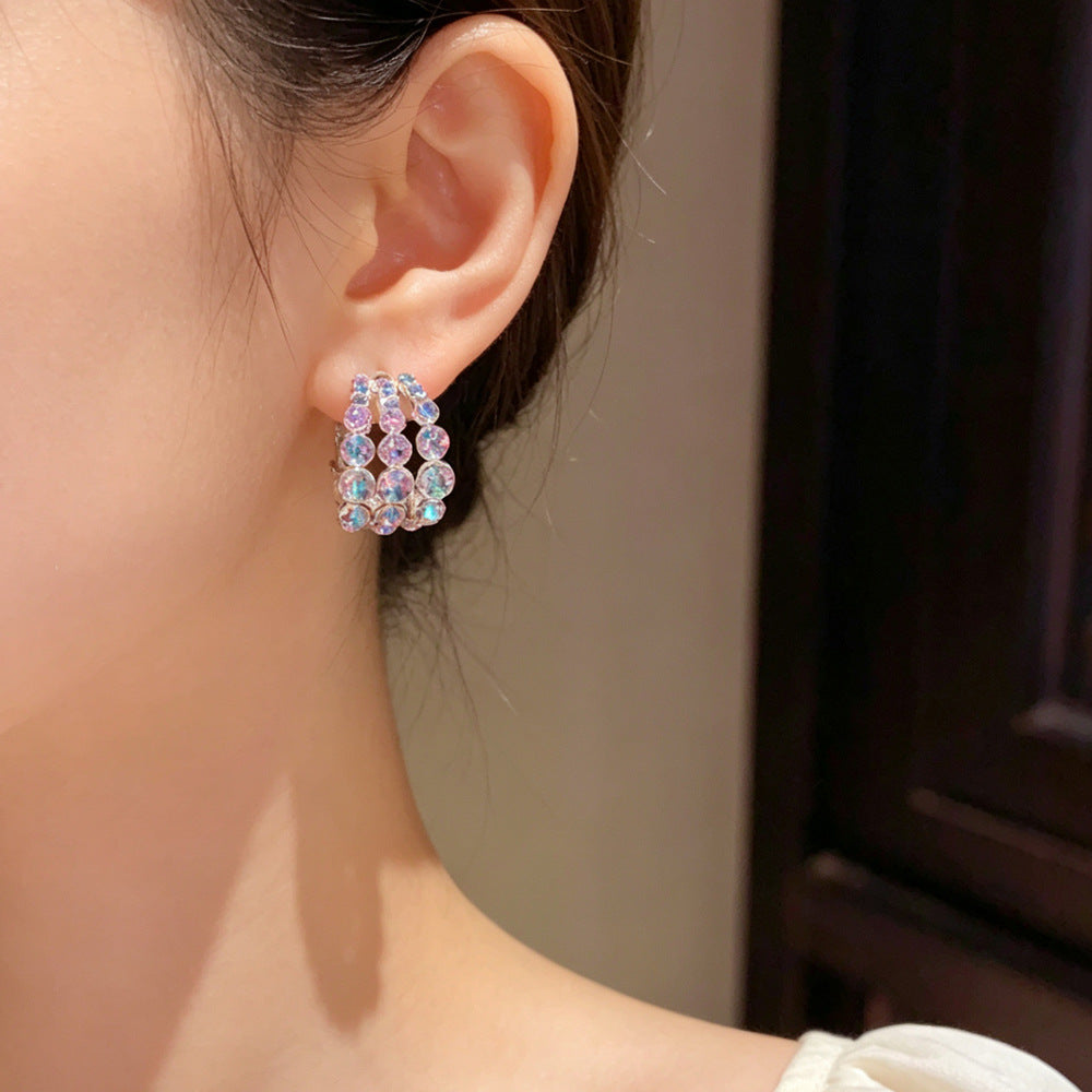 Fashionable And Versatile Colorful Geometric Stud Earrings
