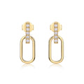 S925 Sterling Silver Gold Plated Geometric Link Earrings, D-VVS1 Moissanite Pave Bar, 2.1g Women's Jewelry Gift Box