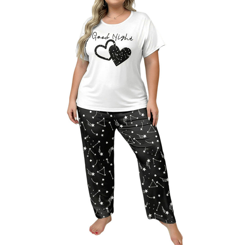 Casual Plus-Size Crew-Neck Short-Sleeve Top And Pants Set