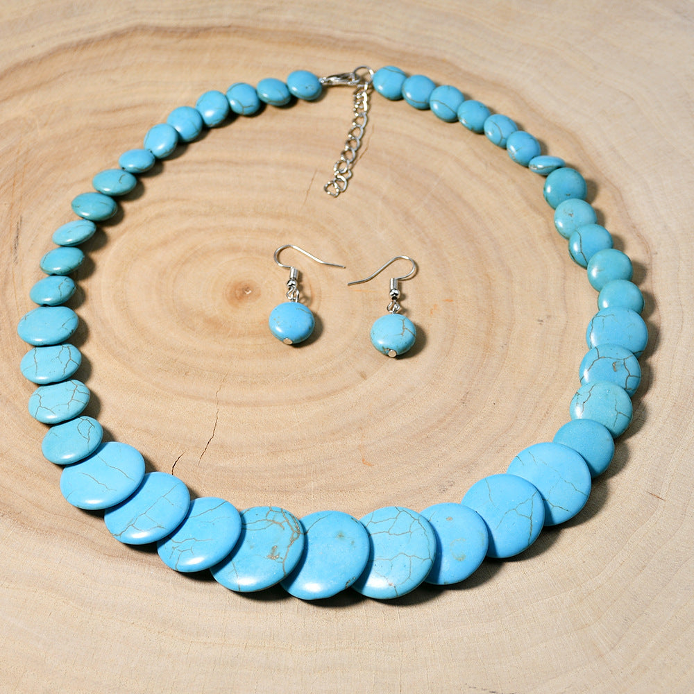Vintage Turquoise Necklace Earrings Set