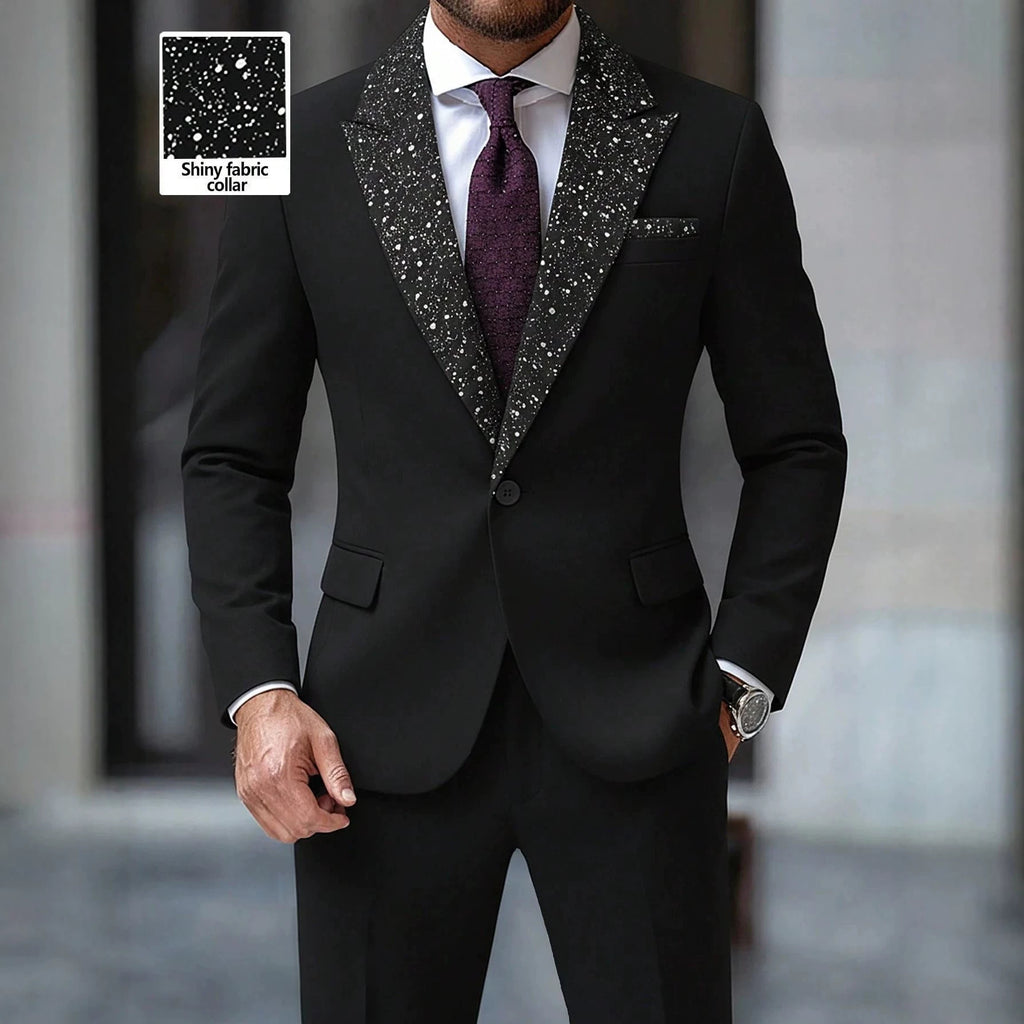 Mens Solid-Color Business Suit Set
