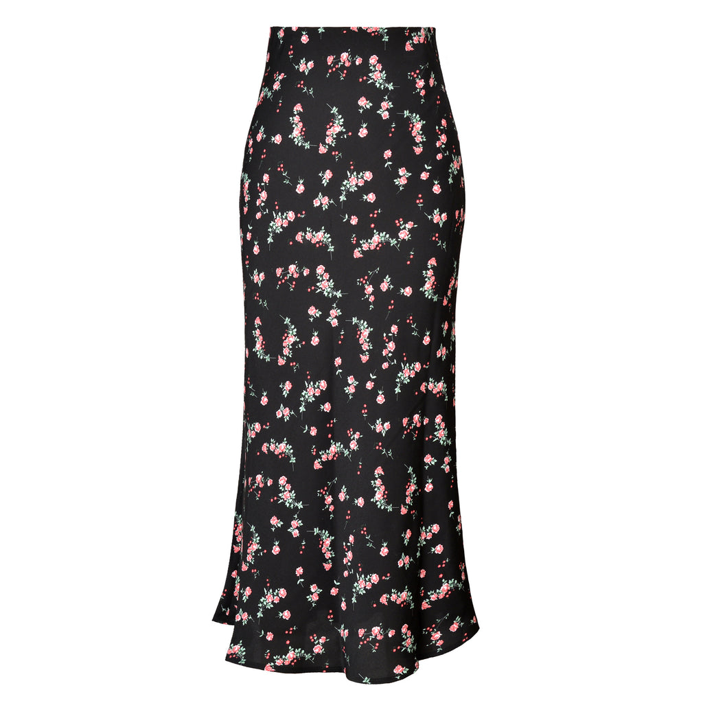 Women's Satin High-waisted Elastic Split Skirt