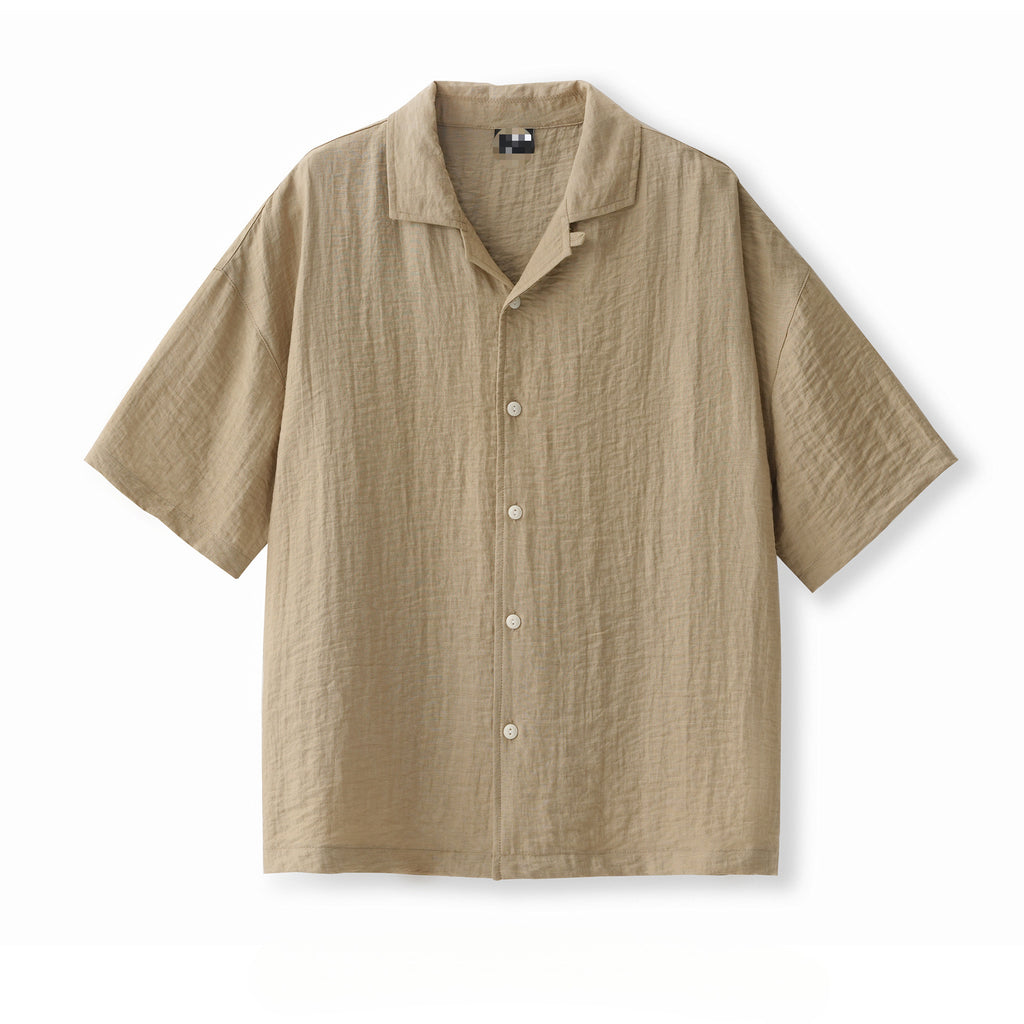 Mens Summer Lightweight High-End Loose-Fit Casual Lapel Top