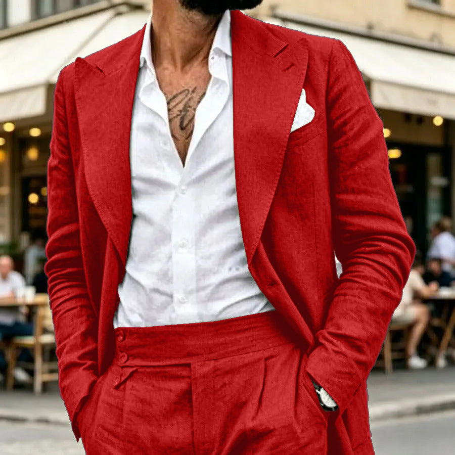 Mens Simple Two-Piece Suit Set