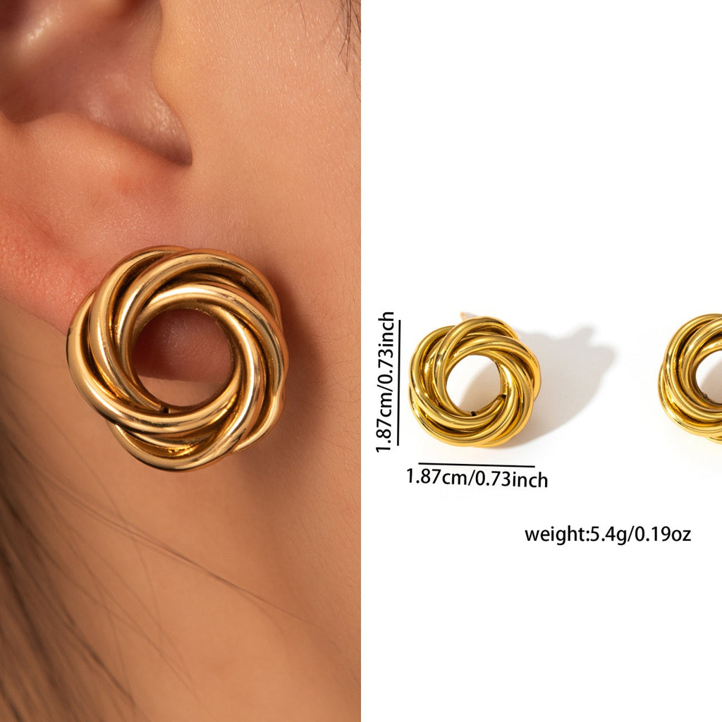 Tarnish Resistant Gold Stainless Steel Earrings Niche High Luxury Ladies Ear Jewelry