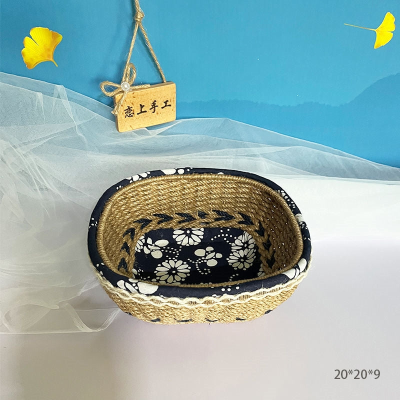 Twine Hand-woven Finished Product Storage Frame Household Coffee Table Desktop Small Items Storage