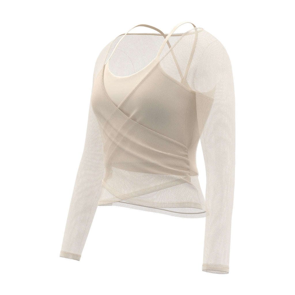 Womens Mesh Long-Sleeve Camisole Top