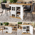 Telescopic Dining Table  110-140x80cm , Foldable Kitchen Table For 4-6 People, Extendable Dining Table, Space-saving Kitchen Table, For Kitchen And Living Room, Dining Table With Wine Rack And Drawers