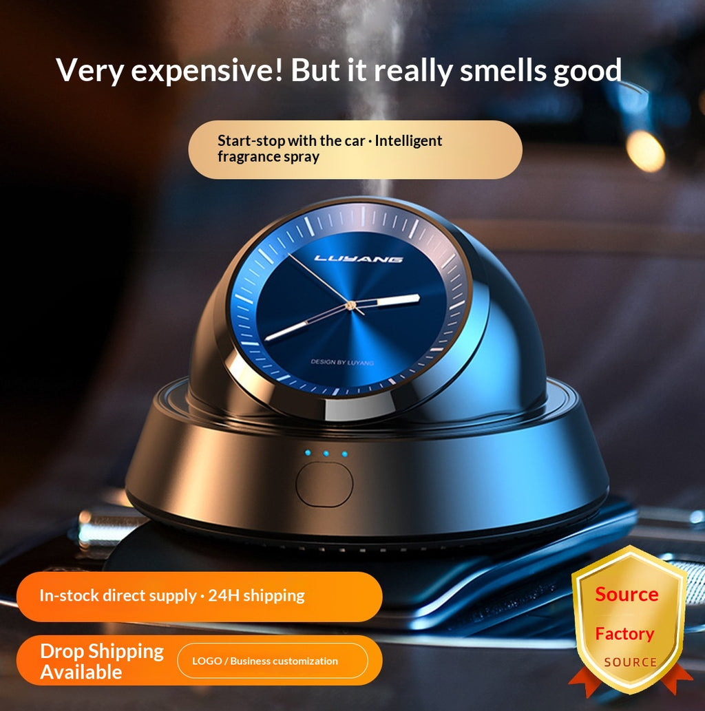 Smart In-car Aromatherapy Clock Ornament With A Light, Long-lasting Fragrance
