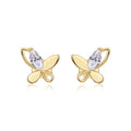 S925 Sterling Silver Gold Plated Abstract Butterfly Stud Earrings, 0.6ct D-VVS1 Moissanite, 1.7g Women's Jewelry Gift Box