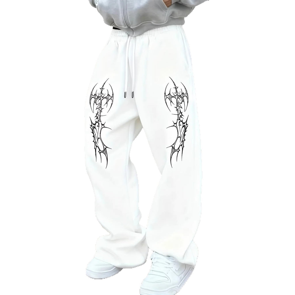 Loose-fit Pants With Dark Gothic Prints Unisex