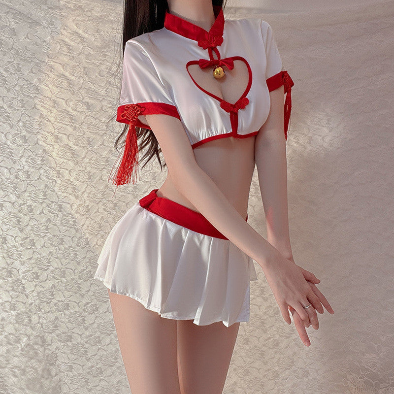 Sexy Hot Breasts Temptation Stand Collar Cheongsam Suit