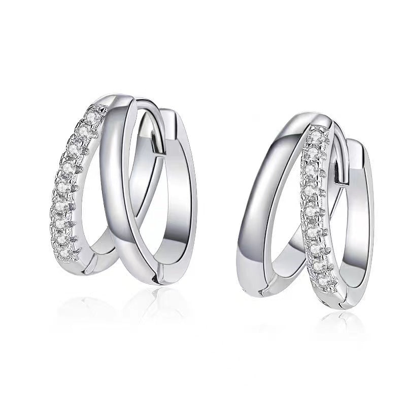 999 Fine Silver Diamond-studded Earrings For Women