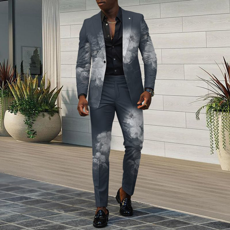 Mens New Autumn Slim-Fit Two-Piece Suit