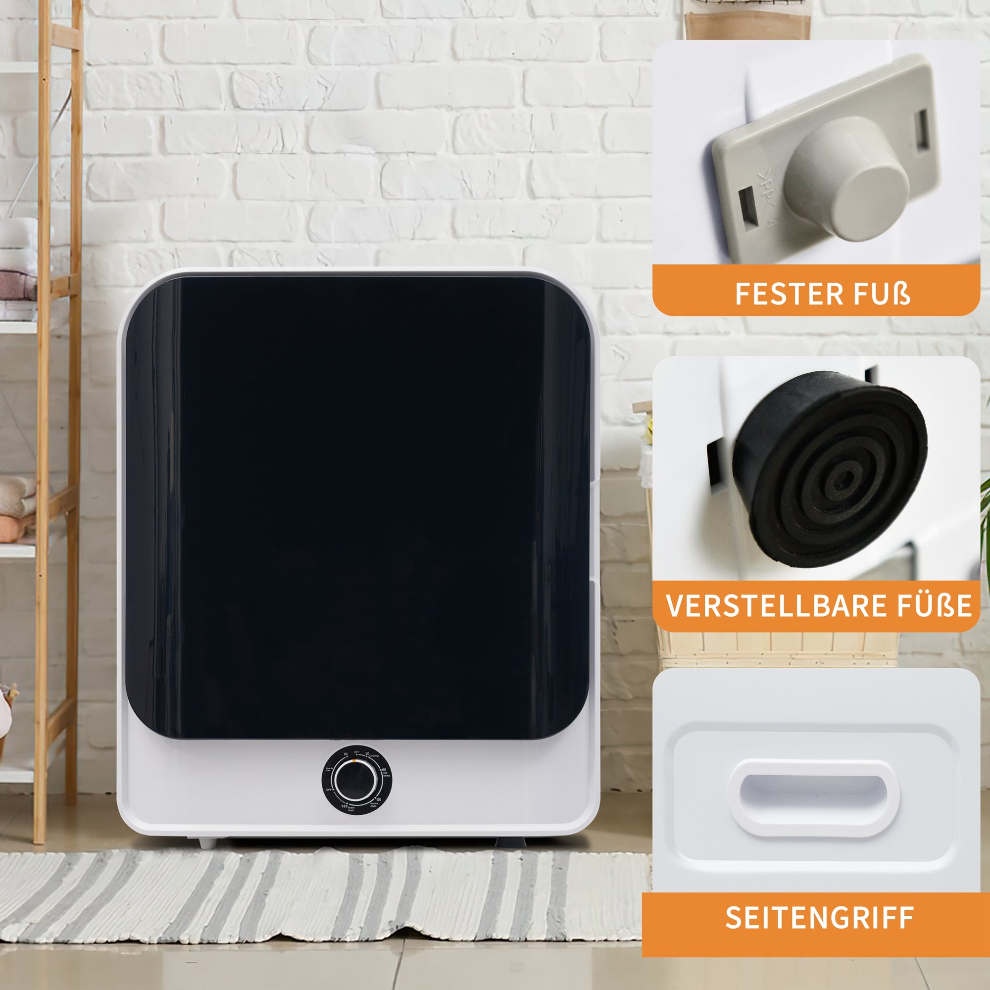 Vented Dryer, Stainless Steel Drum,3 Kgactual Capacity Up To 4.5 Kg, 830 W, Multi-stage Filtration, 5 Programs. Overheat Protection, Wall-mountable Energy Class G