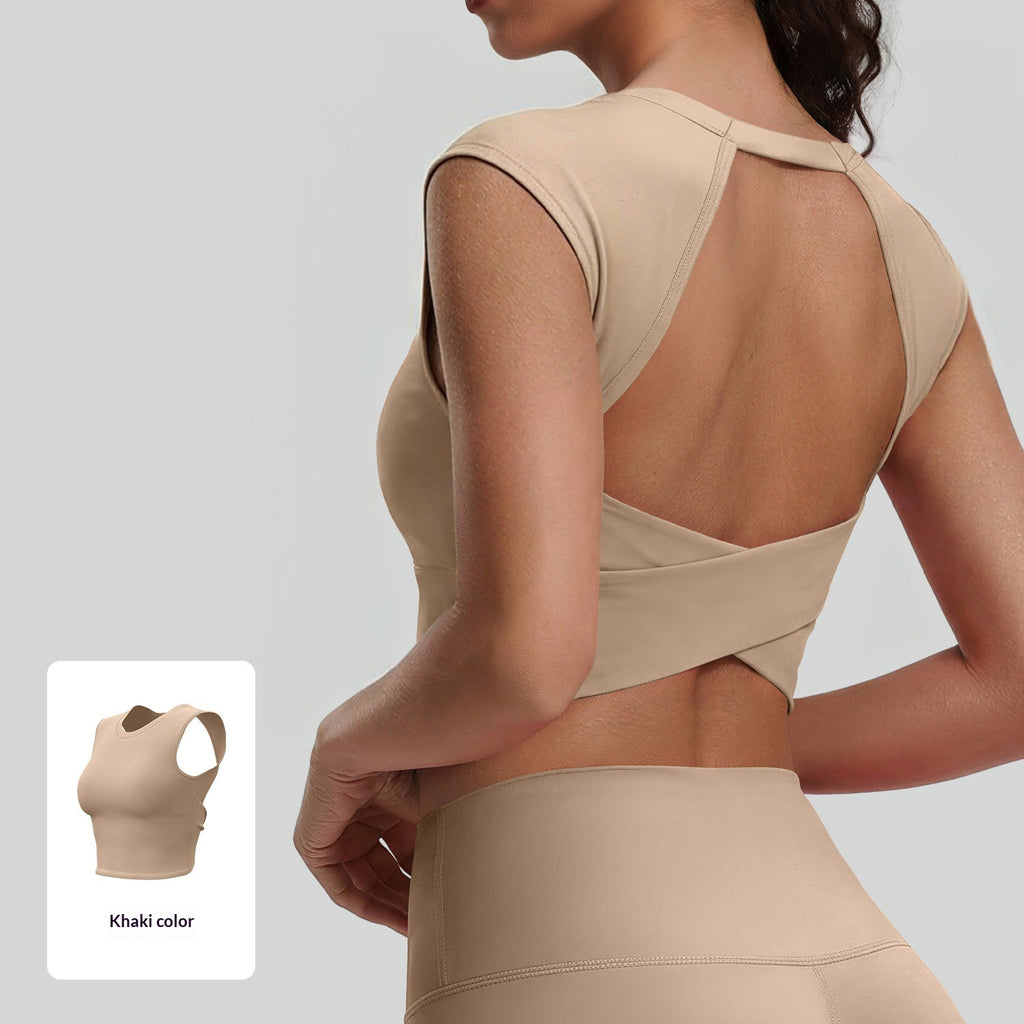 Hollow-out Knotted Vest With Detachable Padded Bra For Women