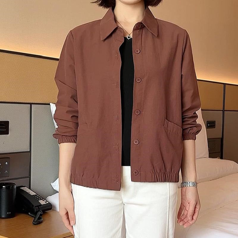 Womens Versatile Casual Loose-fitting Cropped Jacket