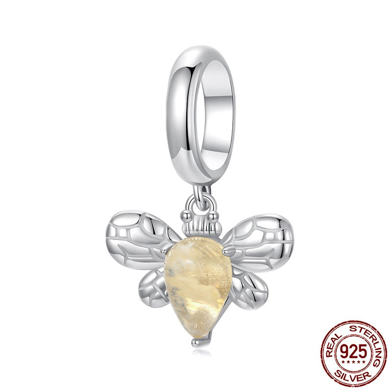 Bee Pendant Diy Beaded S925 Pure Silver Ornament Accessories
