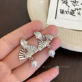 New Chinese Oriental Style Fan-shaped Earrings For Women, Cold Elegant Niche Unique Stud Earrings, Vintage Cheongsam Traditional Ear Jewelry