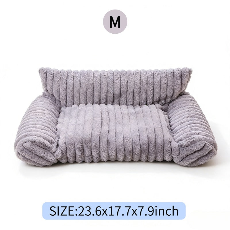 Cute Cat Couch For Pets - Fluffy Cat Beds With Premium Soft Corduroy Fleece, Fuzzy Cats Beds For Indoor Cats With Removable Washable Cover, Supportive Pet Sofa