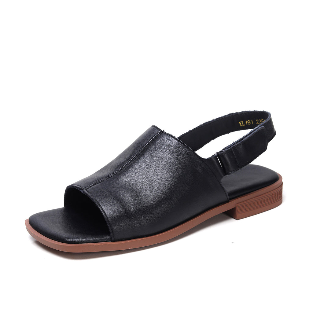 First-layer Cowhide Peep-toe Sandals