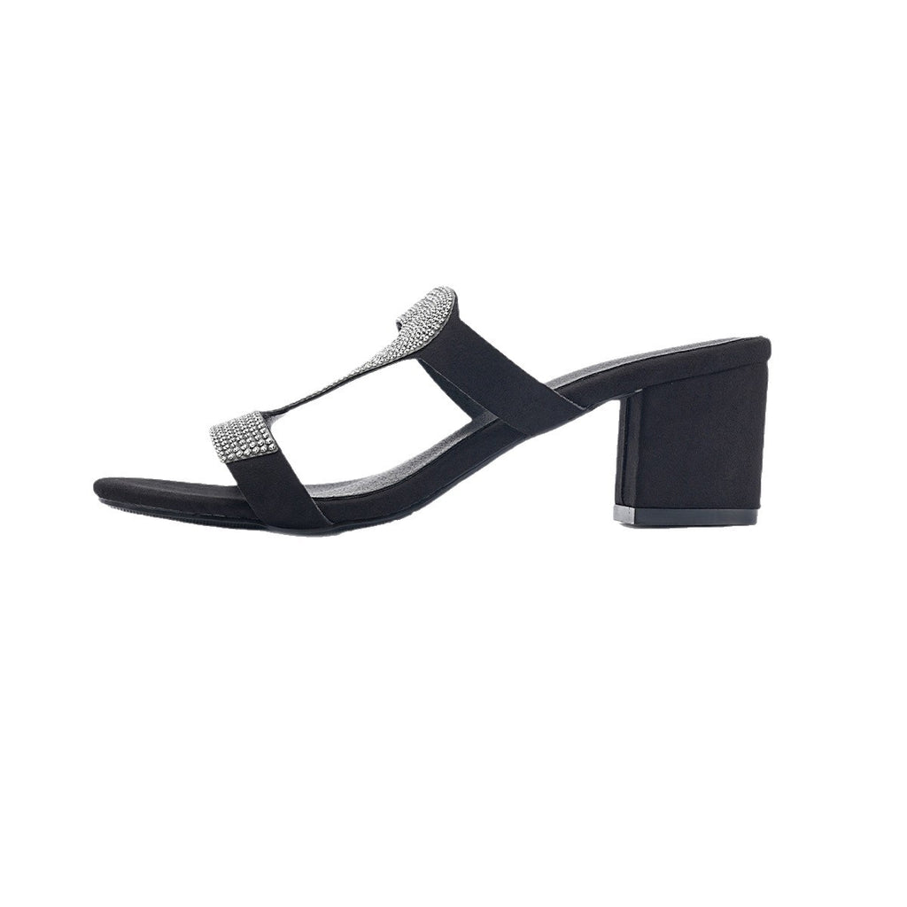 European And American Chunky-heel Open-toe High-heeled Sandals
