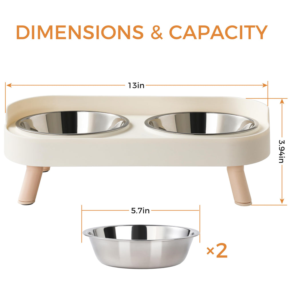 Elevated Cat Bowls Set - Raised Cat Food And Water Bowl Set With Non Slip Stand - Pet Feeding Station With 2 Stainless Steel Bowls