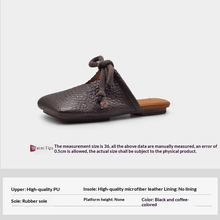 Womens Fashionable Square-toe Retro Slide Sandals