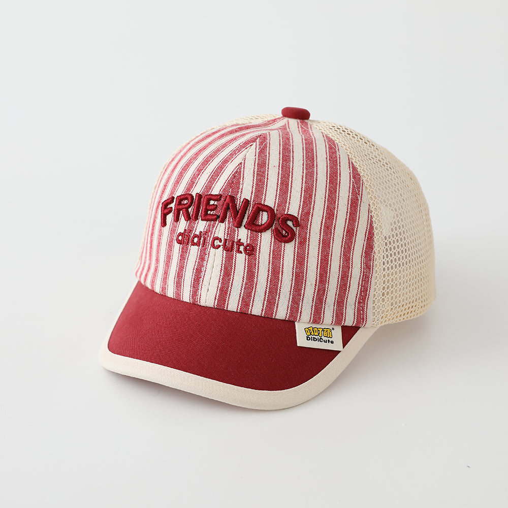 Summer Hat With Velcro Adjustable Brim, Soft Netting Fabric, Breathable, Embroidered Letters, Baseball Cap For Children, Outdoor Sun Protection Hat