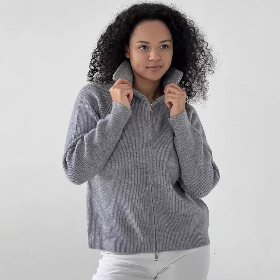 Women's Knitted Zipper Pullover Casual Jacket