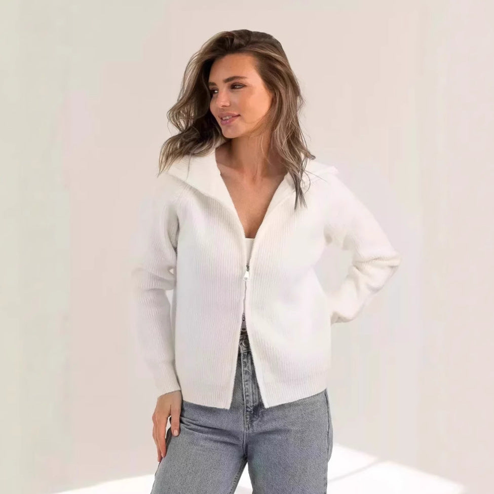 Women's Knitted Zipper Pullover Casual Jacket