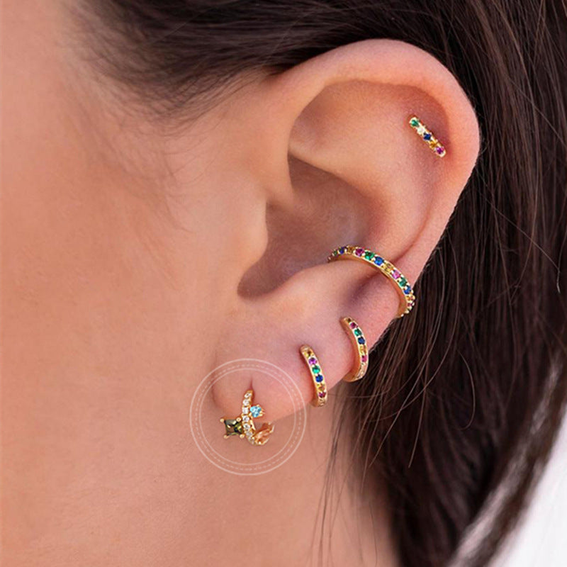 S925 Silver Needle Micro-paved Irregular Colorful Zircon Earrings For Women
