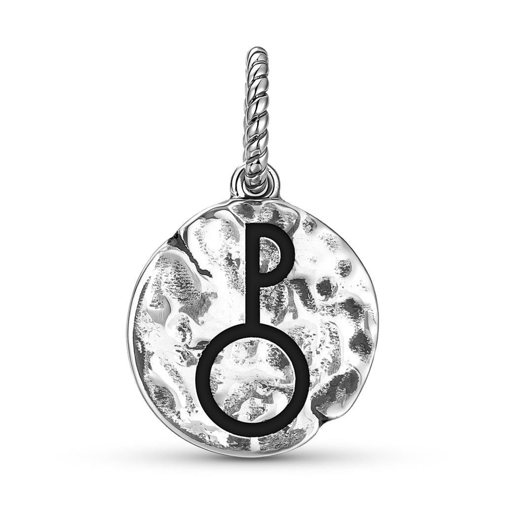 Astrology Pholus Symbol 925 Sterling Silver Hand Textured Dangle Charm For Charm Bracelets
