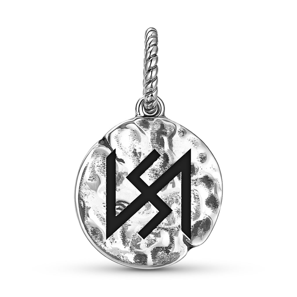 Slavic Stribog Symbol 925 Sterling Silver Hand Textured Dangle Charm For Charm Bracelets