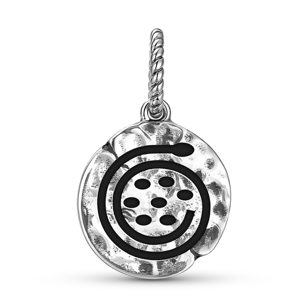 Mu Lemurian Symbols Mother Of Life Symbol 925 Sterling Silver Hand Textured Dangle Charm For Charm Bracelets