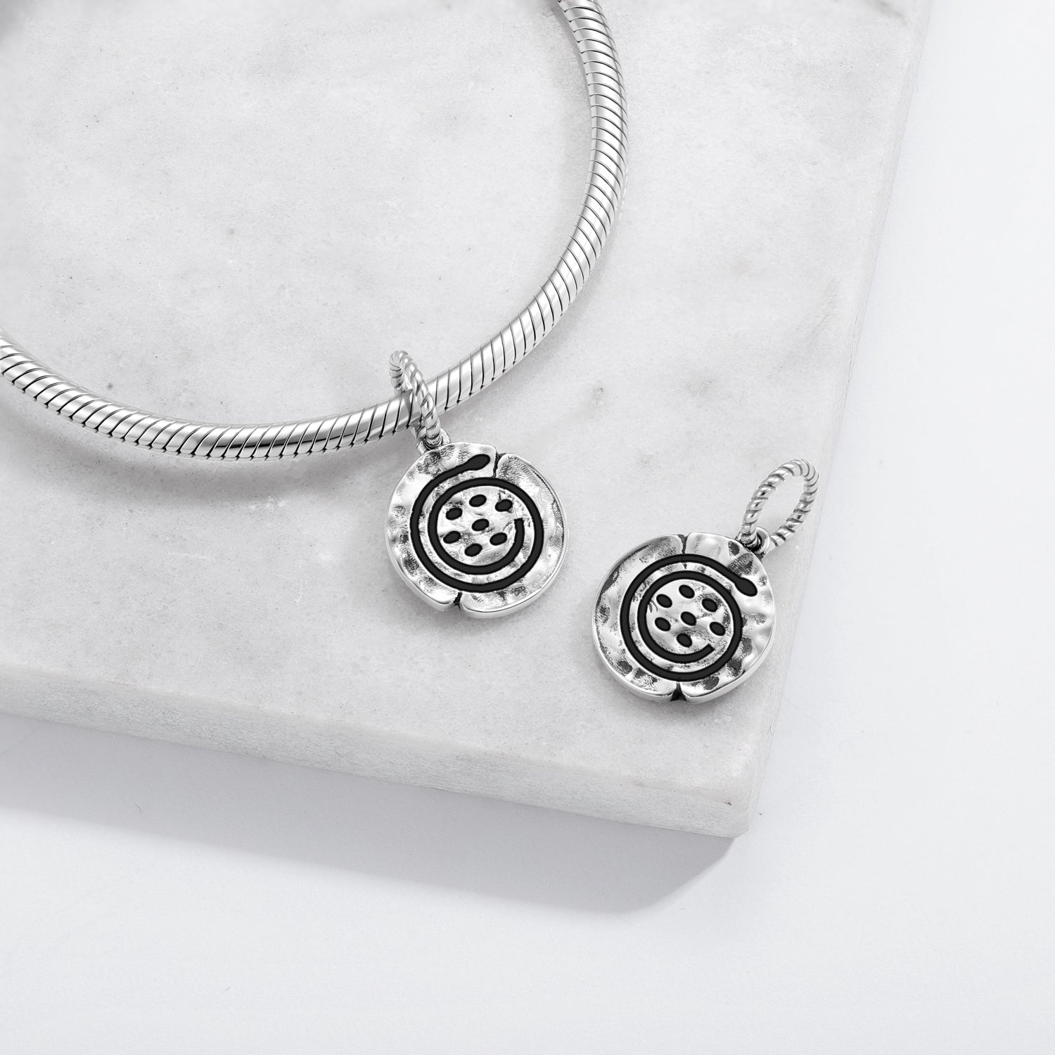 Mu Lemurian Symbols Mother Of Life Symbol 925 Sterling Silver Hand Textured Dangle Charm For Charm Bracelets