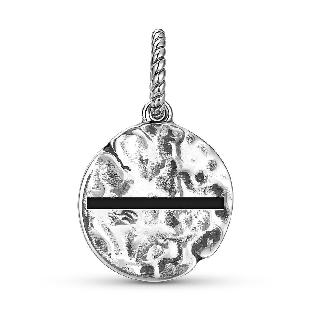 Latvian Maras Zeme Earth Mother Symbol 925 Sterling Silver Hand Textured Dangle Charm For Charm Bracelets