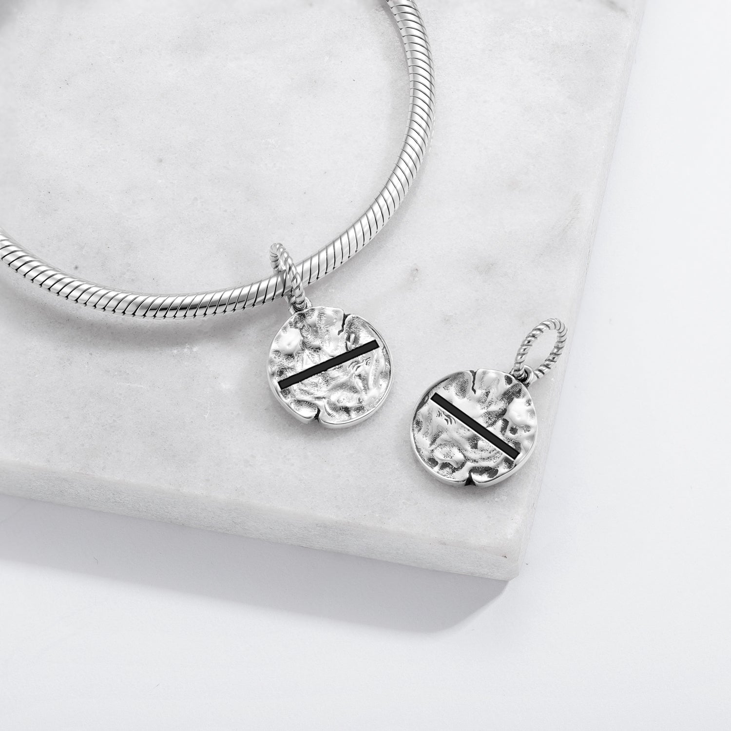 Latvian Maras Zeme Earth Mother Symbol 925 Sterling Silver Hand Textured Dangle Charm For Charm Bracelets