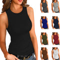 Women's Ribbed High Neck Tank Top Form Fitting Sleeveless Basic Cami Top For Layering