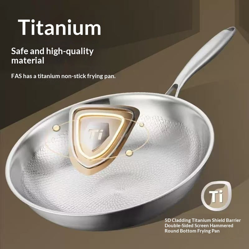 Titanium Hammeredfinish Noncoated Frying PanMade Of 304 Stainless Steel