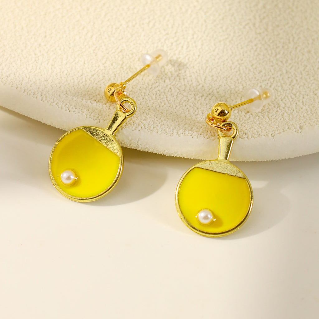 Creative Handmade Table Tennis Paddle Earrings