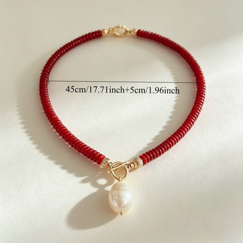 New Chinese-style Retro Red Bead Necklace For Women