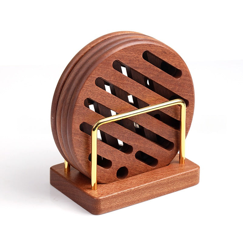 Insulation Mat Ebony Round Coaster
