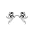 S925 Sterling Silver Flower Branch Stud Earrings, 5mm D-VVS1 Moissanite Leaf Design, Platinum Plated 2g Women's Jewelry Gift Box
