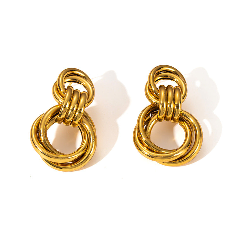 Elegant Gold Stainless Steel Titanium Steel Earrings, Niche High-End Light Luxury Style Colorfast Daily Wear Studs