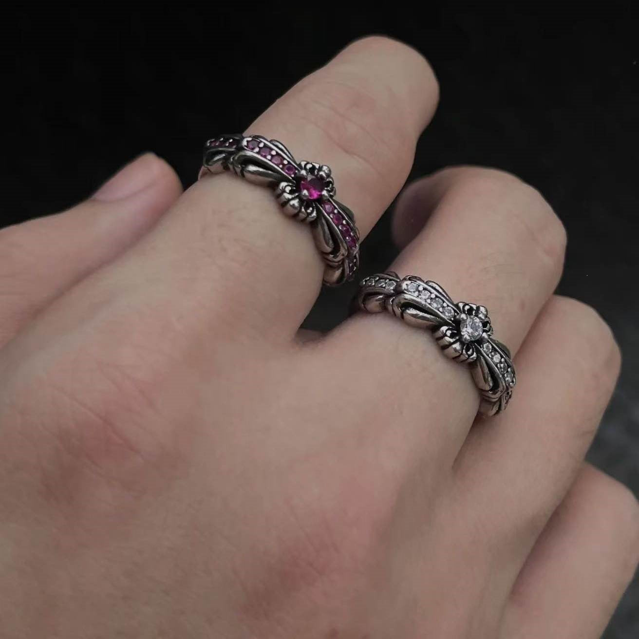 Neon Iris Flower Ring Vintage Style