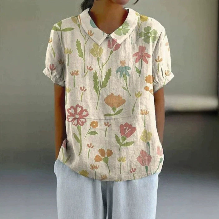 Round-neck Plain-colored Casual Short-sleeve T-shirt